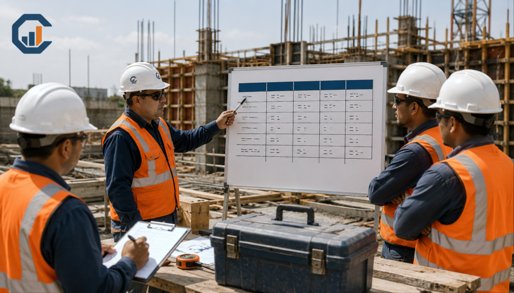 Comunicación de metas de control de costos de construcción al equipo de obra
